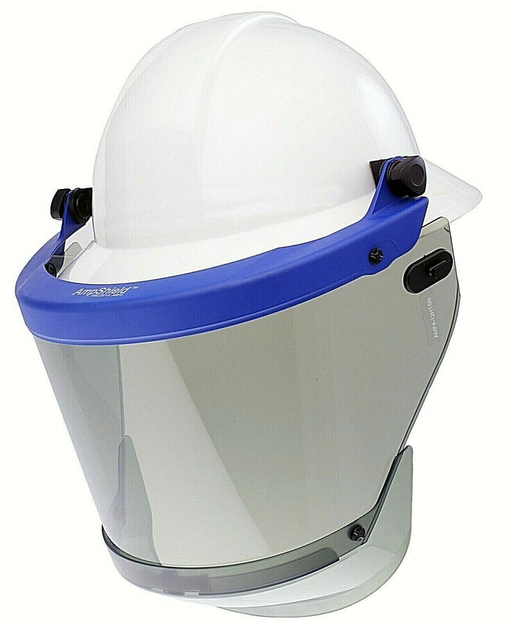 Paulson 9004951 arc flash faceshield with blue bracket on white background