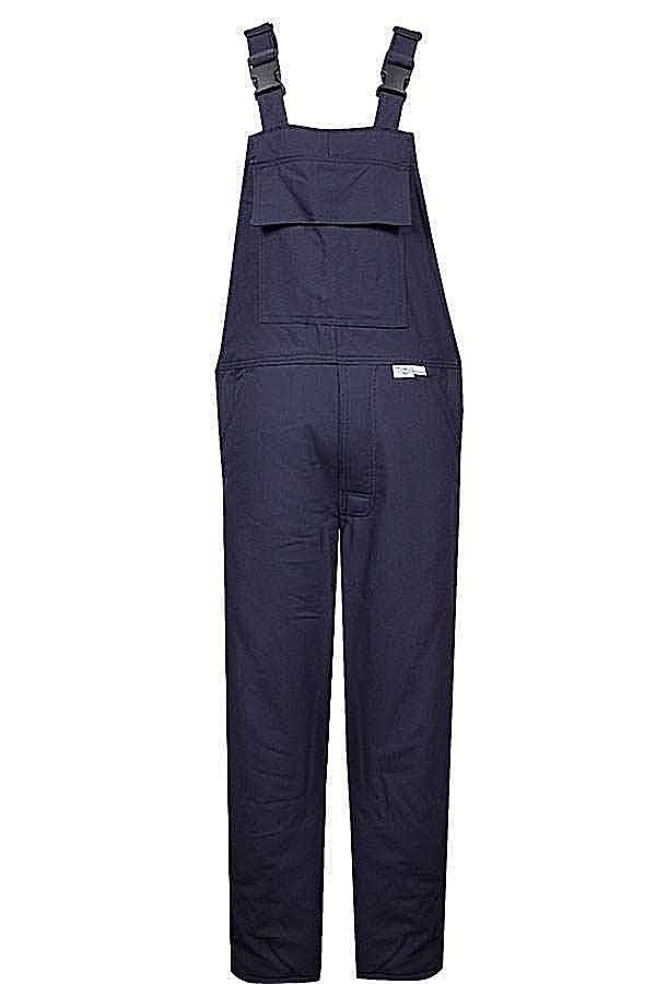Navy blue NSA arc flash FR bib overall C45UDMQ against white background