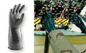 Guardian black CP-25 CBRN butyl gloves on white background