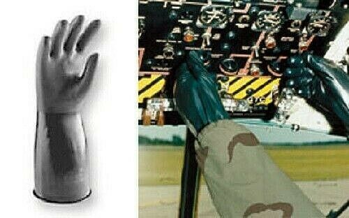 Guardian black CP-7R CBRN glove against white background