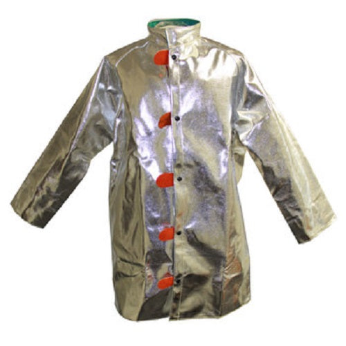 Silver with red tabs Chicago Protective Apparel 601-ARH 19oz Aluminized Rayon Jacket Heavy