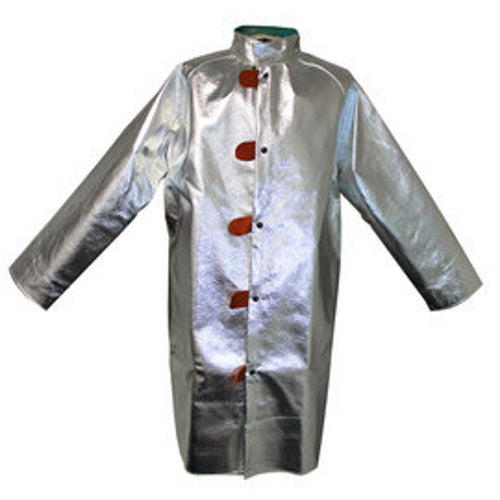 Silver Chicago Protective Apparel 602-ACK 19oz Alum. Carbon Dupont Kevlar Coat on white background