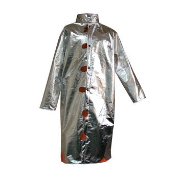 Silver Chicago Protective Apparel 603-ACF Aluminized Carbon Fleece 50” Heat Resistive Coat