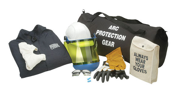 Multi color Chicago Protective Apparel AG43-CV coverall electrical safety kit on white background
