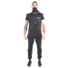 Man wearing black Radshield D2LVSO radiation vest against checkered background