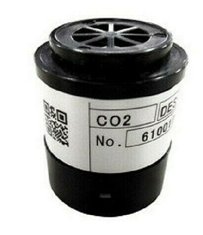 Black and white RKI carbon monoxide sensor DES-3311-4 on white background