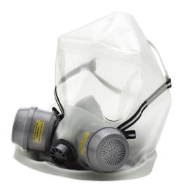 Gray and clear CBRN Smoke escape hood by North ER2000CBRN on white background