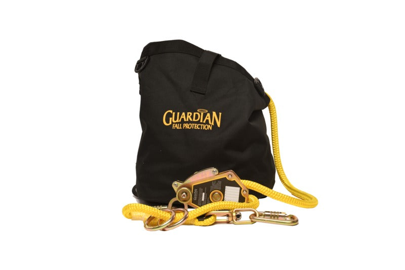 Black, gold, yellow Guardian Fall 04665 HTL Horizontal Lifeline Complete Rope HLL System  on white background