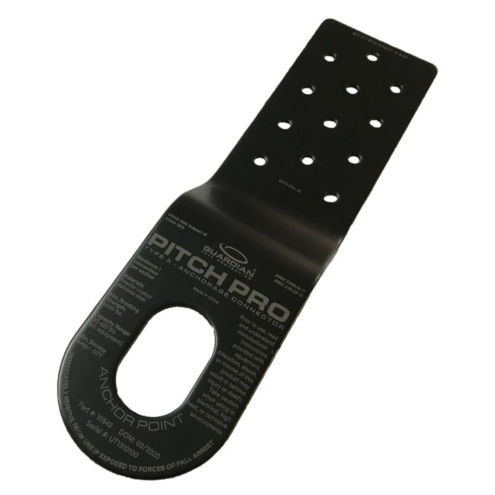 Guardian Fall Pitch Pro Slotted Roof Anchor Black Steel on white background