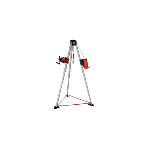 SILVER gray and red Guardian Fall 32209 TR3 Tripod Kit for Confined Space and Rescue on white background