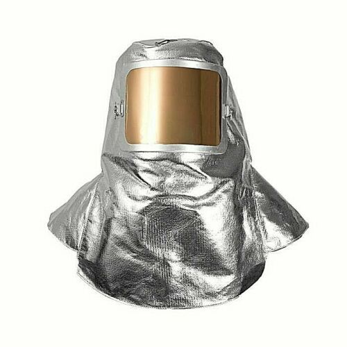 Silver and gold Enespro National Safety Apparel H58TARG Aluminized Thermobest Hood on white background