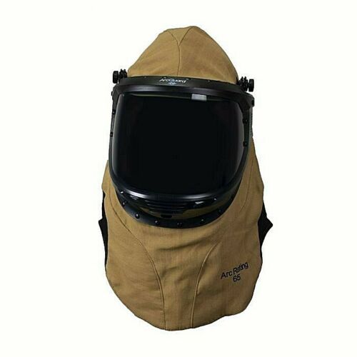 Khaki color Enespro National Safety Apparel H65KDQT65LF Arcguard Nomex/Kevlar 65cal Lift Ft Hood on white background