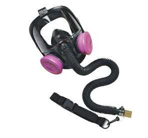 Black and pink Honeywell 78005 and 78005S Combination Supplied Air and Air-Purifying Respirator on white background