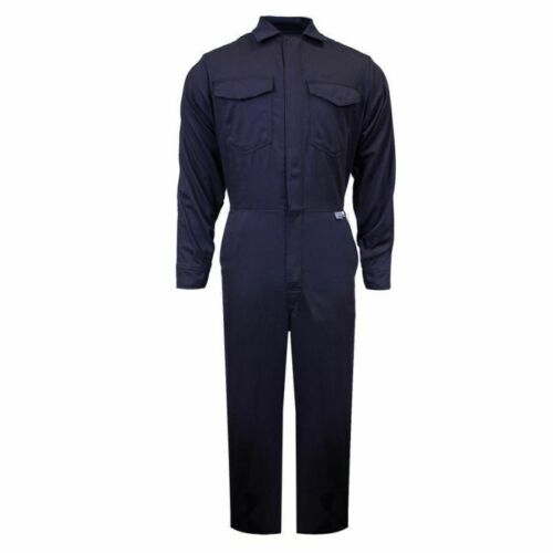 navy blue arc flash coverall by NSA against white background