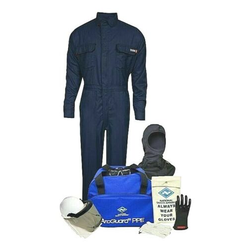 Navy blue, black, white National Safety Apparel Enespro KIT2TC8NPVB Tecgen FR 8cal Coverall Kit on white background