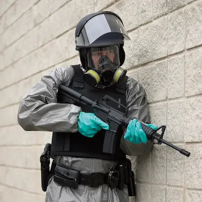 Gray LAKELAND C3T320 Chemmax 3 Bib Pants with Adjustable Suspenders