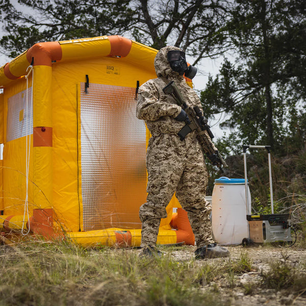 Camo MOPP-1 MIRA suit on various color background