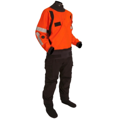 Orange and black Mustang Survival MSD660 Sentinel Series Aviation Rescue Swimmer Dry Suit on white background