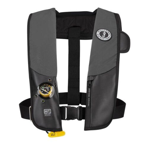 Gray Mustang Survival MD318302 HIT Hydrostatic Inflatable PFD on white background