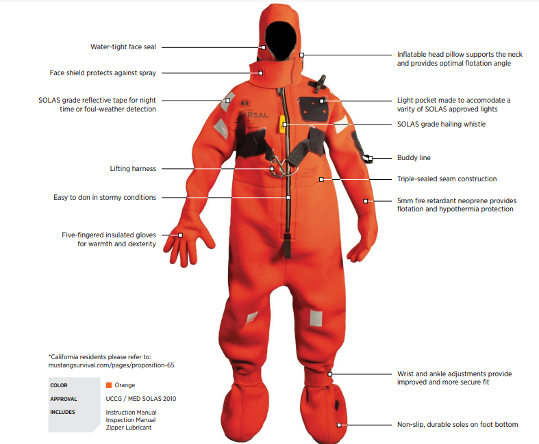 Mustang Survival MIS240 HR Neoprene Cold Water Immersion Suit | No Sales Tax