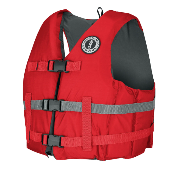 Red Mustang Survival MV701D MS Livery Foam Vest  on white background