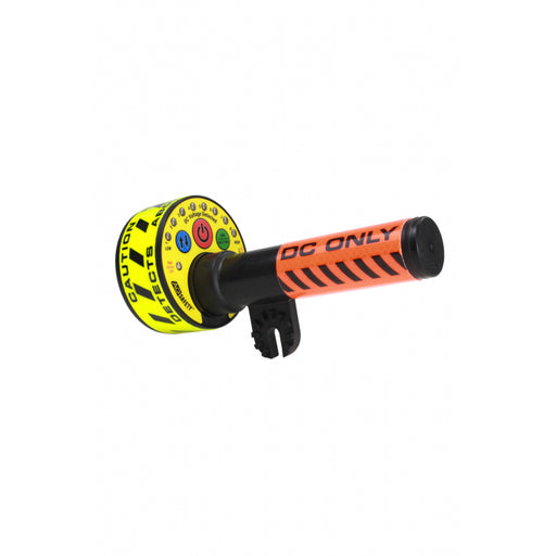 Orange, yellow, black NSA voltage detector AG-DC80 on white background