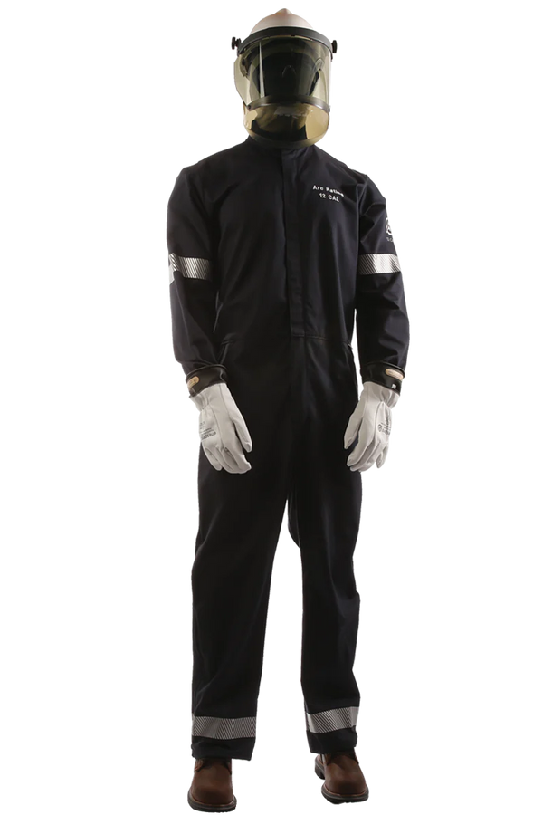 Black, white, reflective on gray checkered  background National Safety Apparel Enespro EN12CVWUNB01 12 Cal Ultrasoft Coverall