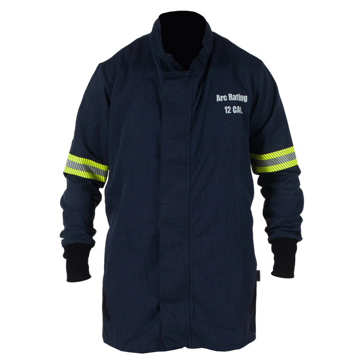 Navy on gray checkered background National Safety Apparel Enespro EN12JTNTNB01 AirLite 12 Cal Jacket