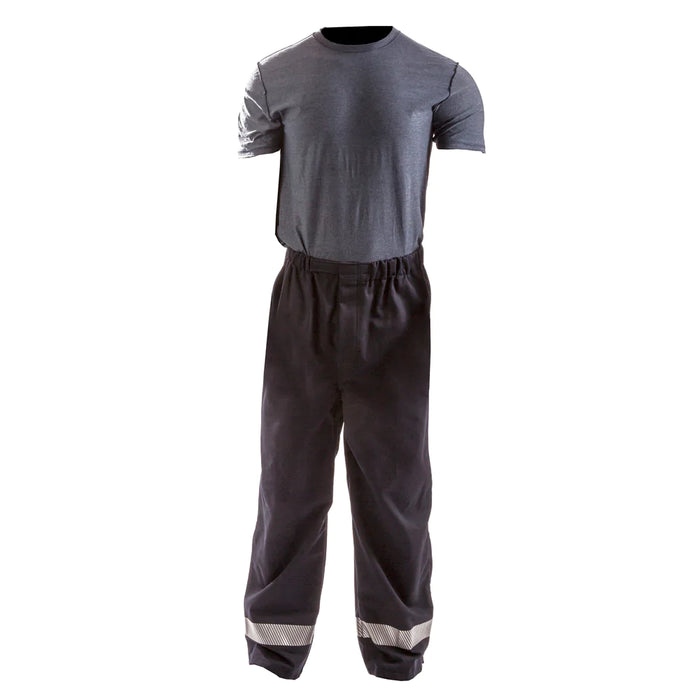 black and silver reflective Enespro National Safety Apparel EN12OPWUNB01 12 Cal Ultrasoft Overpant on white background