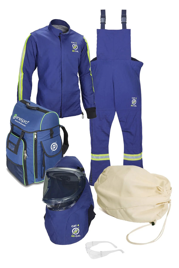Blue white on white background Enespro National Safety Apparel ENARC40KITNG 40 Cal Apex Arc Flash Kit