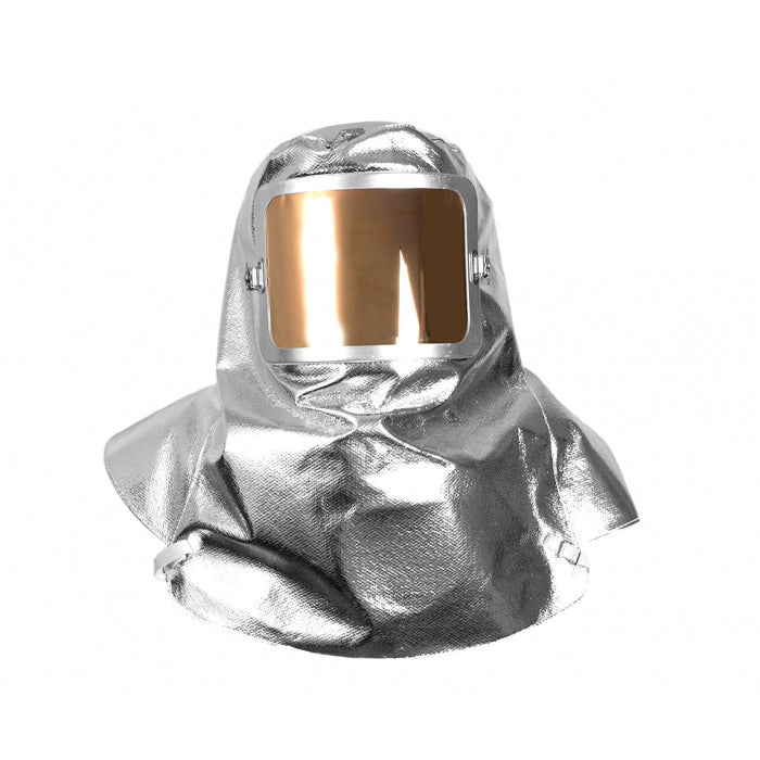 Silver and gold National Safety Apparel H58NLHG Deluxe Aluminized Hood  on white background
