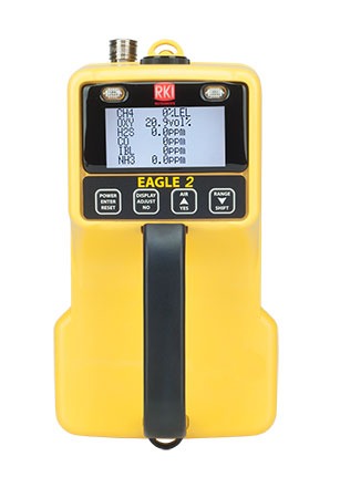 RKI yellow gas monitor 723-116-P2 Eagle 2  against white background