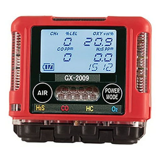 Red, black, white RKI  gas monitor 72-0312RKC on white background