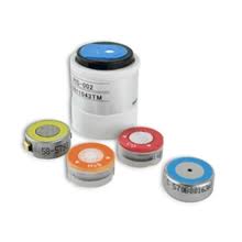 Multi color RKI gas sensors on white background